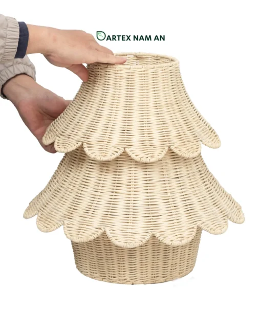 Expand seasonal inventory with our nestable Wholesale Rattan Christmas Tree. Featuring a 5-tier scalloped design in cream rattan, it nests flat for low-cost bulk shipping and premium HORECA holiday staging. Bulk ready.
