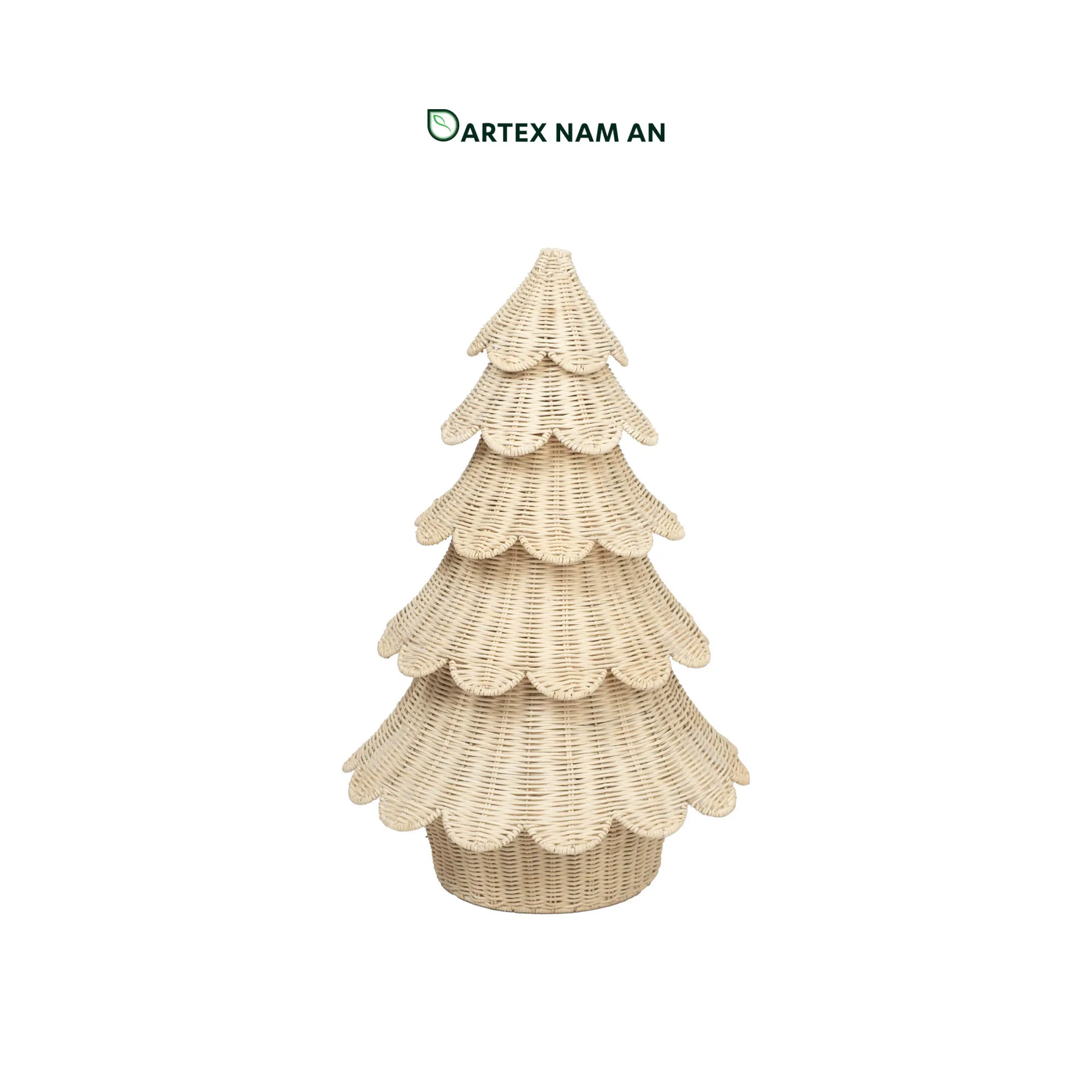 Wholesale Rattan Christmas Tree Nestable Modular Tabletop & Floor Holiday Decor for HORECA, Office, and Home Retail Expand seasonal inventory with our nestable Wholesale Rattan Christmas Tree. Featuring a 5-tier scalloped design in cream rattan, it nests flat for low-cost bulk shipping and premium HORECA holiday staging. Bulk ready.