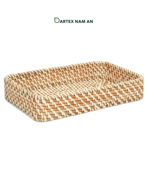 Upgrade guest amenities with our handwoven natural rattan Wholesale Vanity Tray set of 3. Low-profile twill-woven trays for hand towels, toiletries, and desk caddies. Bulk ready.
