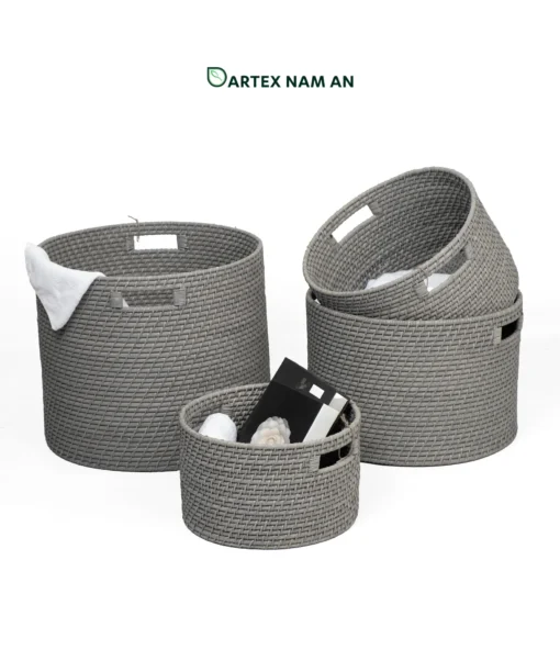 Source direct from a leading vietnam wholesaler. Our eco-friendly Wholesale Storage Basket 4-piece set is handwoven from premium-grade rattan with handles. High-quality artisanal bins for HORECA, offices, and home retail. Bulk ready.
