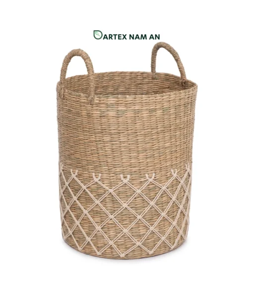 Discover our handwoven seagrass Storage Basket Wholesale set of 3. Bohemian round nesting laundry baskets with handles for hotels, spas, and retail. Bulk trade ready.