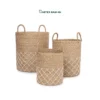 Discover our handwoven seagrass Storage Basket Wholesale set of 3. Bohemian round nesting laundry baskets with handles for hotels, spas, and retail. Bulk trade ready.