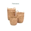 Streamline laundry management with our handwoven water hyacinth Wholesale Laundry Basket set of 3. Features round nesting hampers with handles and lids for HORECA and home. Bulk trade ready.