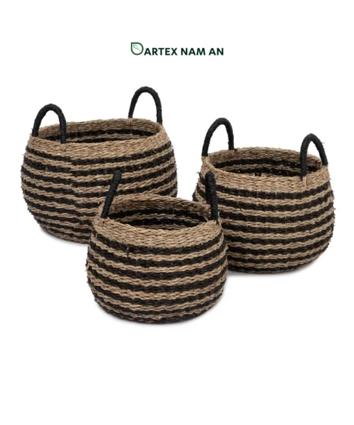 Source versatile handwoven natural seagrass Belly Basket Wholesale units for retail and HORECA. Features a collapsible fold-down design for planters, laundry, and decor. Bulk ready.