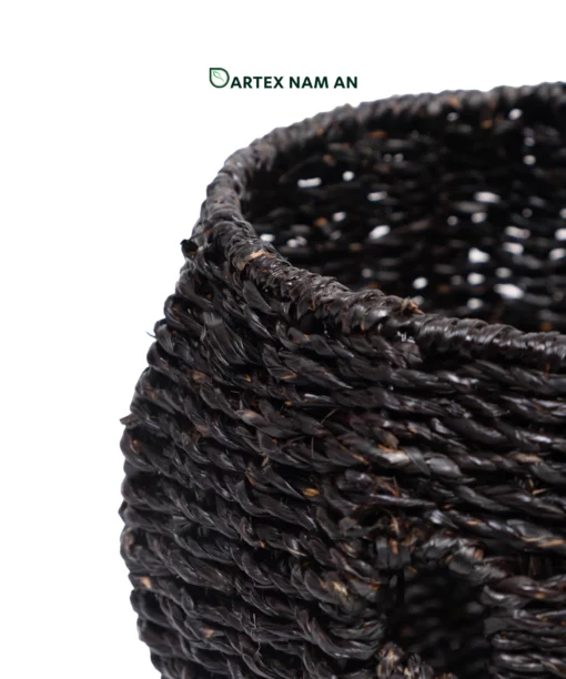 Source our black handwoven seagrass Storage Basket Wholesale set of 2. Halloween Jack-o'-Lantern baskets with witch hat lids for HORECA and retail. Bulk trade ready.