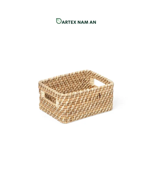 Organize commercial and home spaces with our handwoven natural rattan Wholesale Storage Basket set of 4. Nesting rectangular bins with handles for towels, linens, and amenities. Bulk ready.